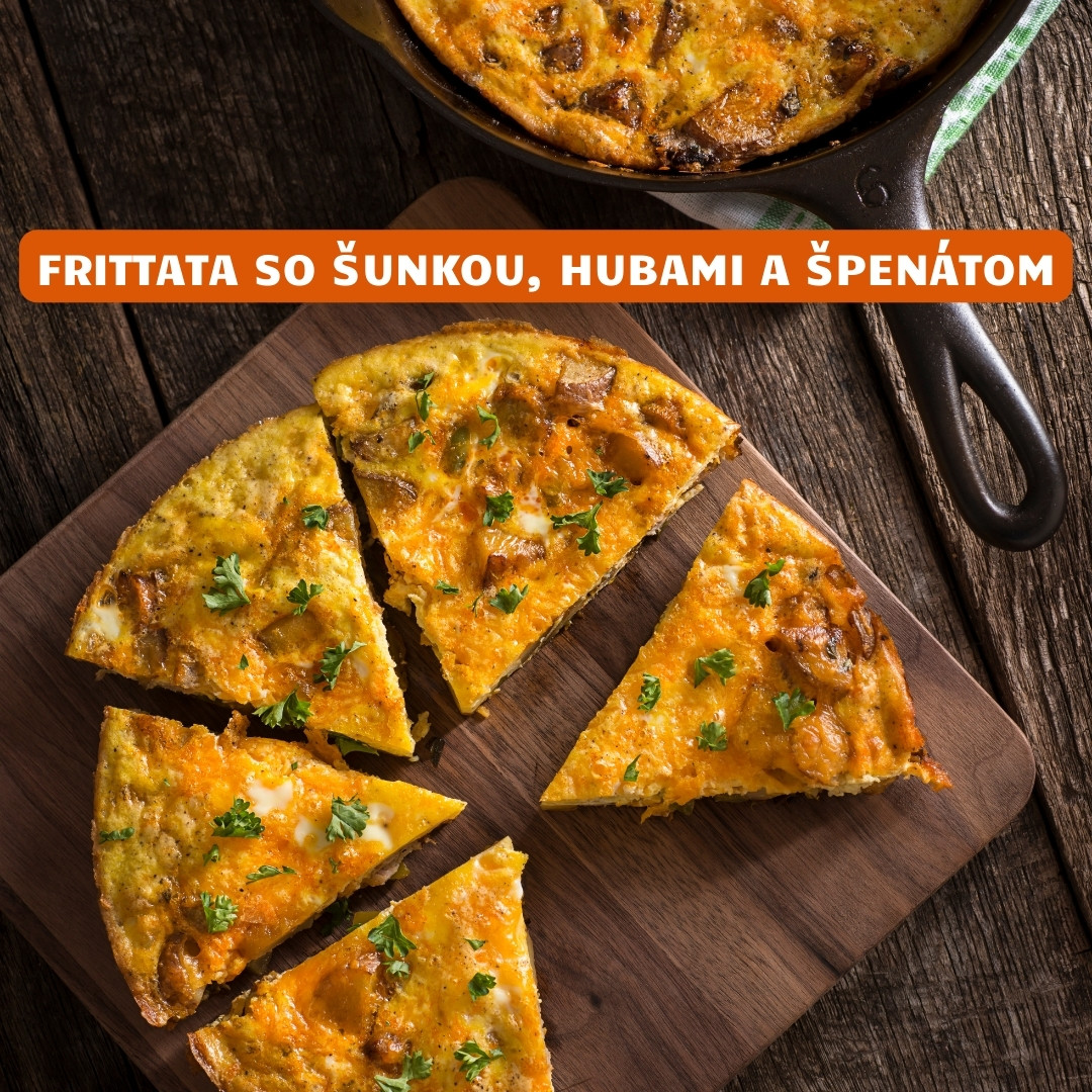 frittata so sunkou hubami a spenatom